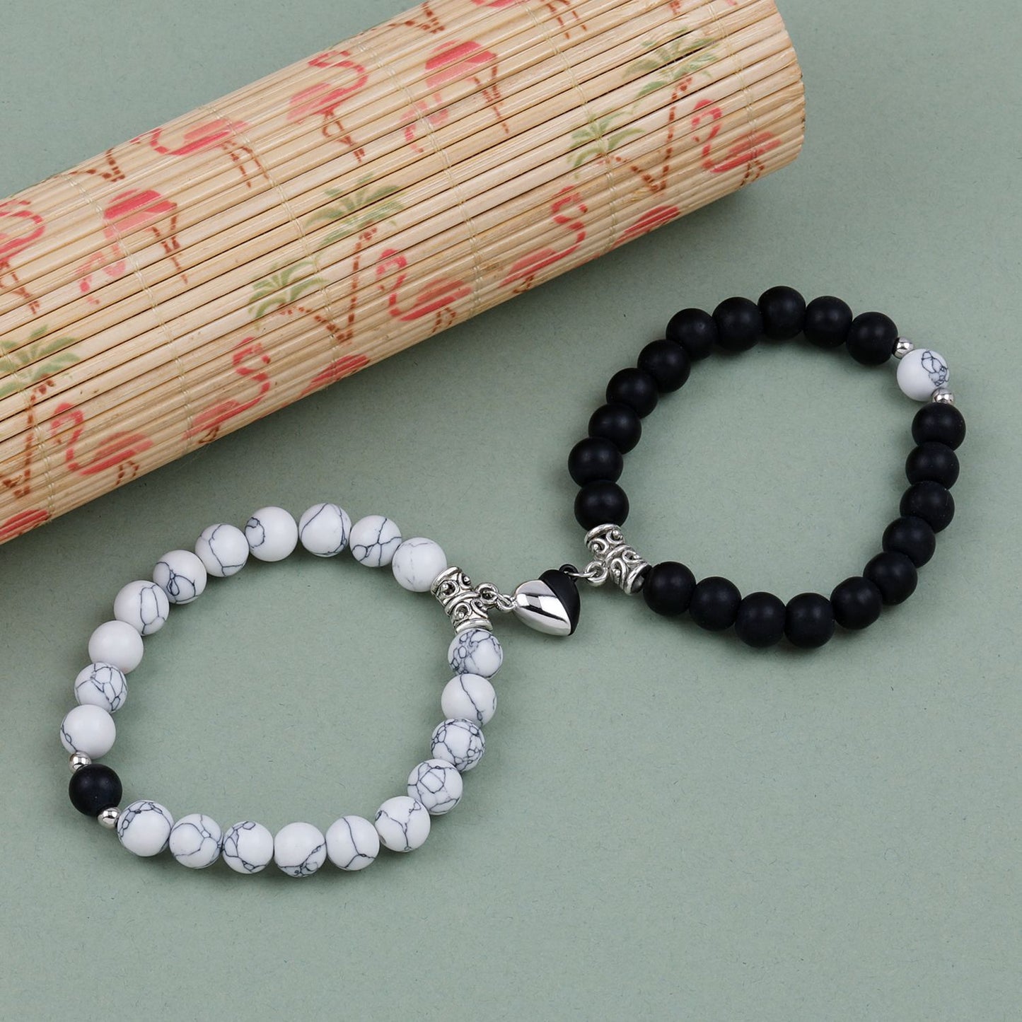 Magnetic Love Fusion: Heartfelt Harmony - Couple Bead Bracelet Set (Pack of 2)