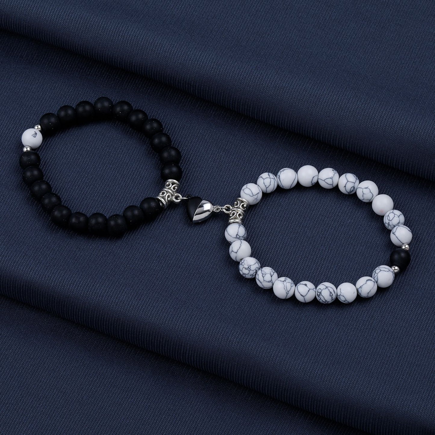 Magnetic Love Fusion: Heartfelt Harmony - Couple Bead Bracelet Set (Pack of 2)