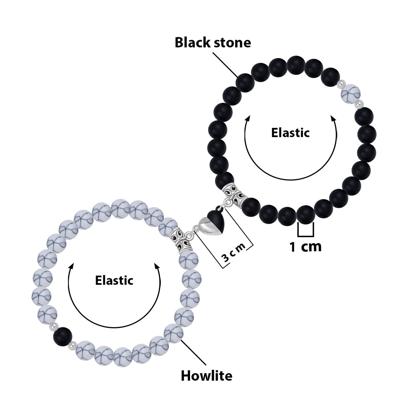Magnetic Love Fusion: Heartfelt Harmony - Couple Bead Bracelet Set (Pack of 2)