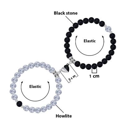 Magnetic Love Fusion: Heartfelt Harmony - Couple Bead Bracelet Set (Pack of 2)