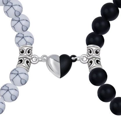 Magnetic Love Fusion: Heartfelt Harmony - Couple Bead Bracelet Set (Pack of 2)